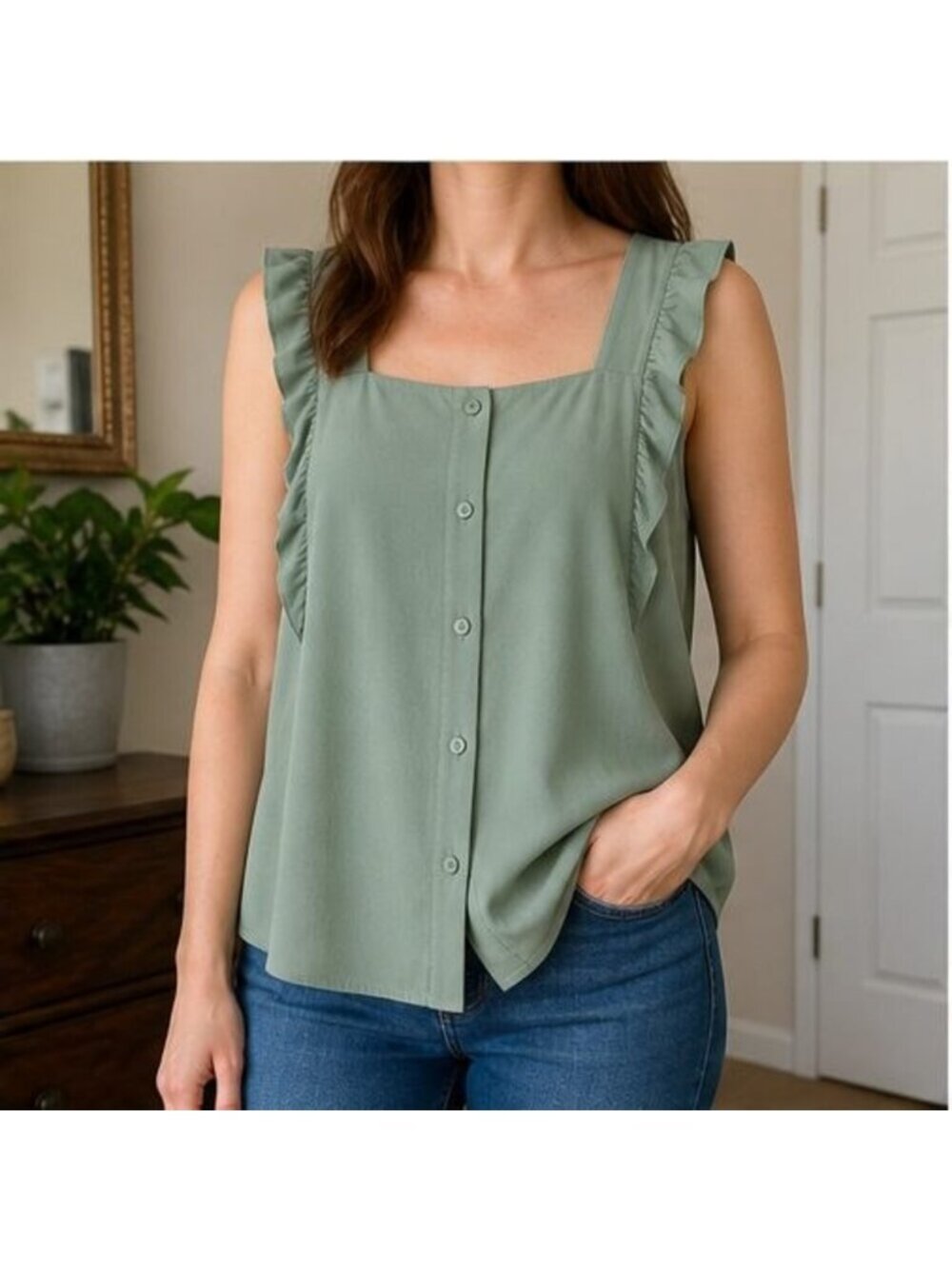 Sage Ruffle Blouse - Picture 2 of 6